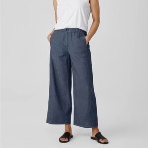 New Eileen Fisher Airy Organic Cotton Twill Wide Leg Pants